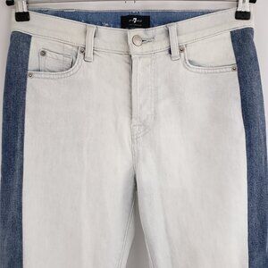 7 For All Mankind Josefina Button-Front Jeans Size 26 White Blue 28" Inseam